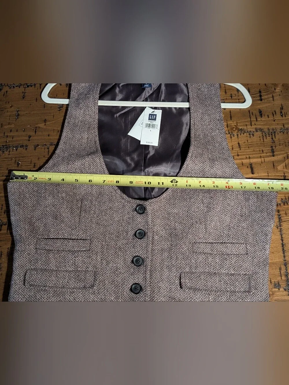 NWT- Gap L herringbone 100% Wool Vest